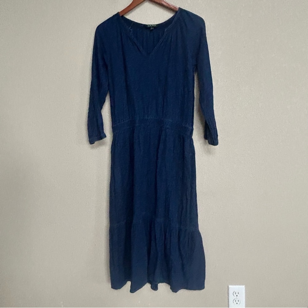 Lauren Ralph Lauren Women’s‎ Chambray Linen Blend Tiered Midi Dress Size 6